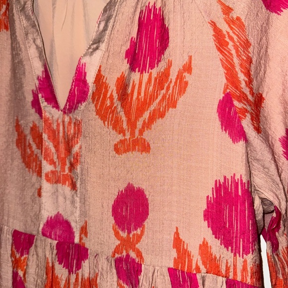 THML Pink and Red Puff Sleeve Blouse - Picture 3 of 6